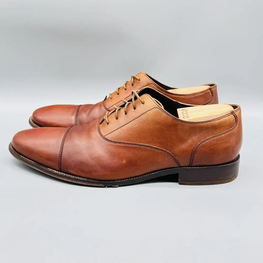 Cole Haan Shoes Mens 12 Brown Leather Cap Toe Oxford Lace Up Dress Classic